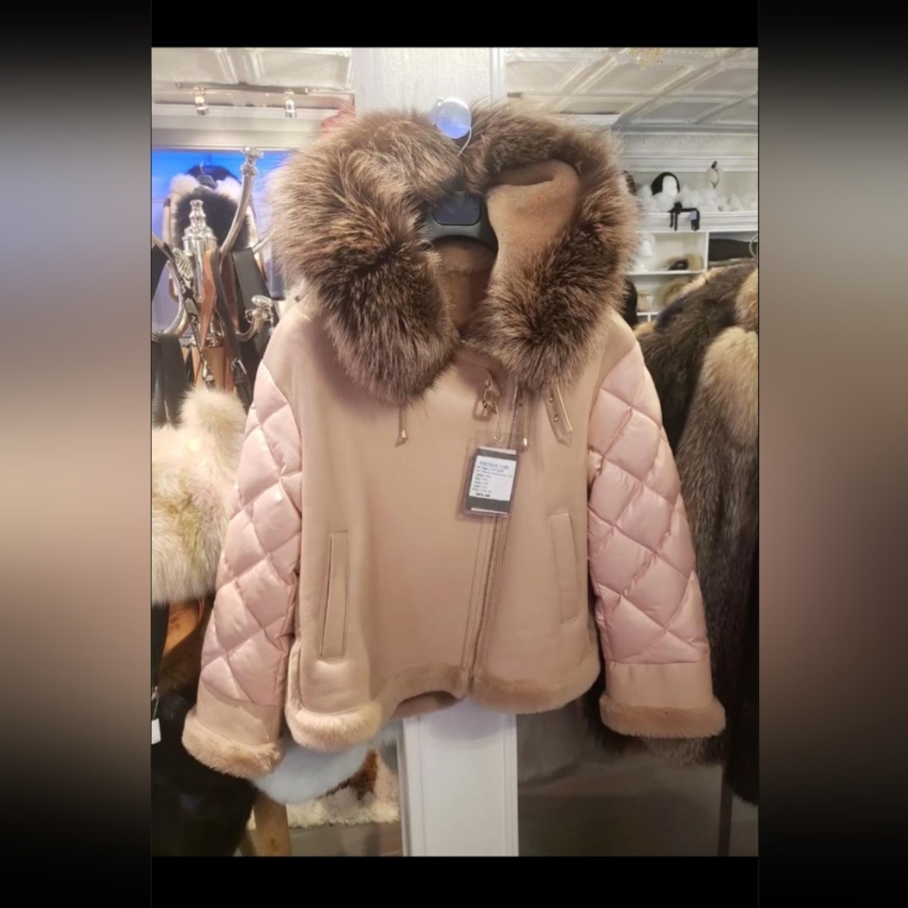 Luxurious Fur-Trimmed Pink Jacket